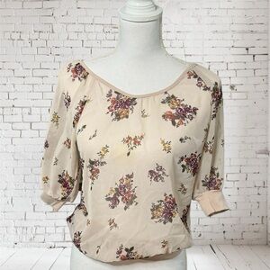 Eyelash Couture sheer top with floral print, size Small